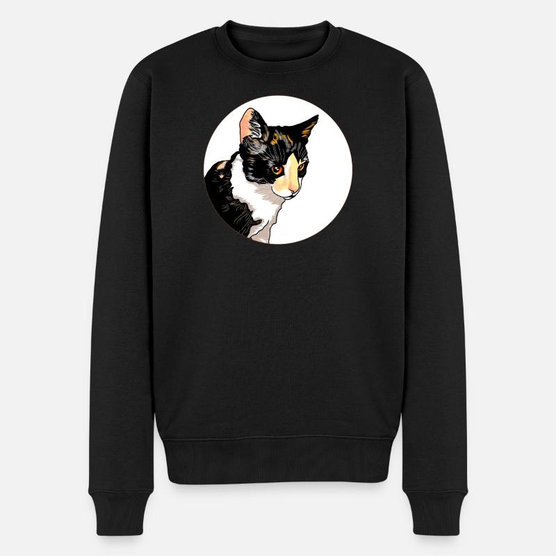 Katzenporträt-Kreiskontrast - Männer Premium Bio Pullover - Schwarz