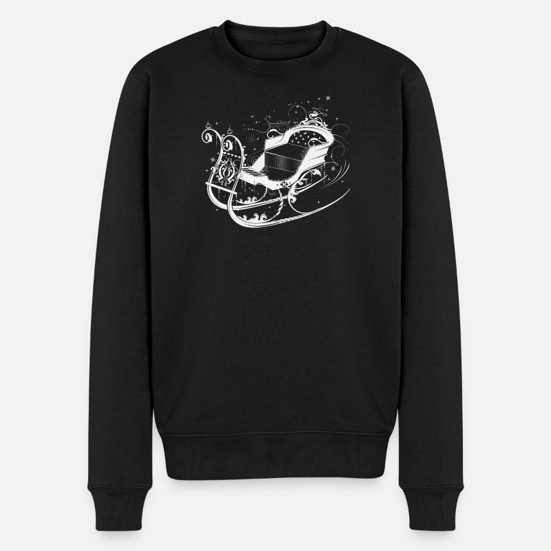 Eleganter Winter-Schlitten Ornamente - Männer Premium Bio Pullover - Schwarz