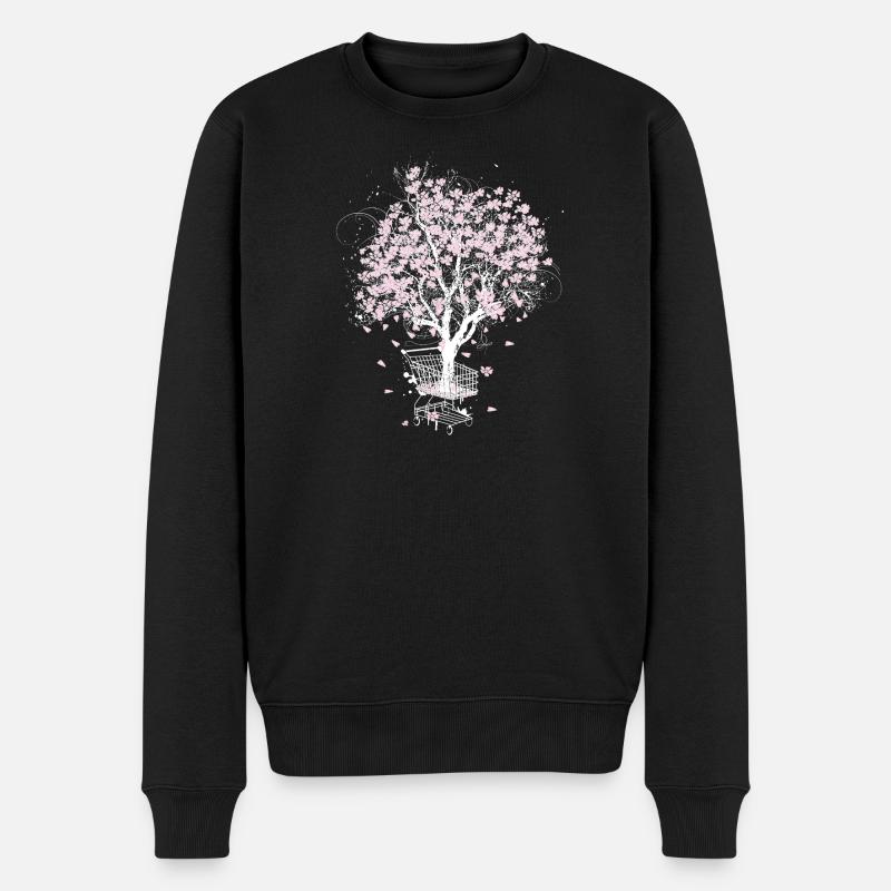 Cerisier en fleurs dans le panier - Pull Premium bio Homme - noir