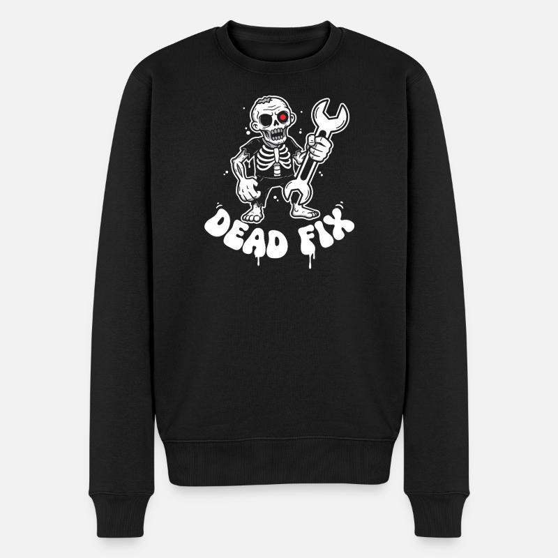 Skelett mit Schraubenschlüssel - Männer Premium Bio Pullover - Schwarz