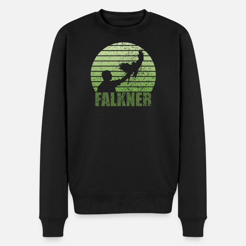 Falkner Grunge Style mit Greifvogel - Männer Premium Bio Pullover - Schwarz