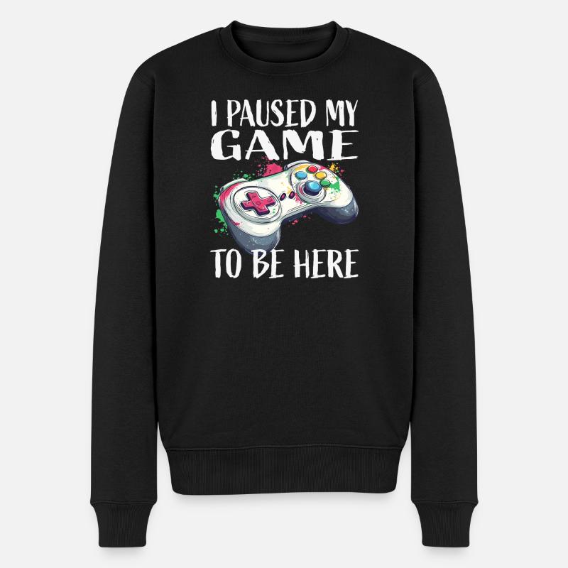 Ich pausierte mein Spiel Controller - Männer Premium Bio Pullover - Schwarz