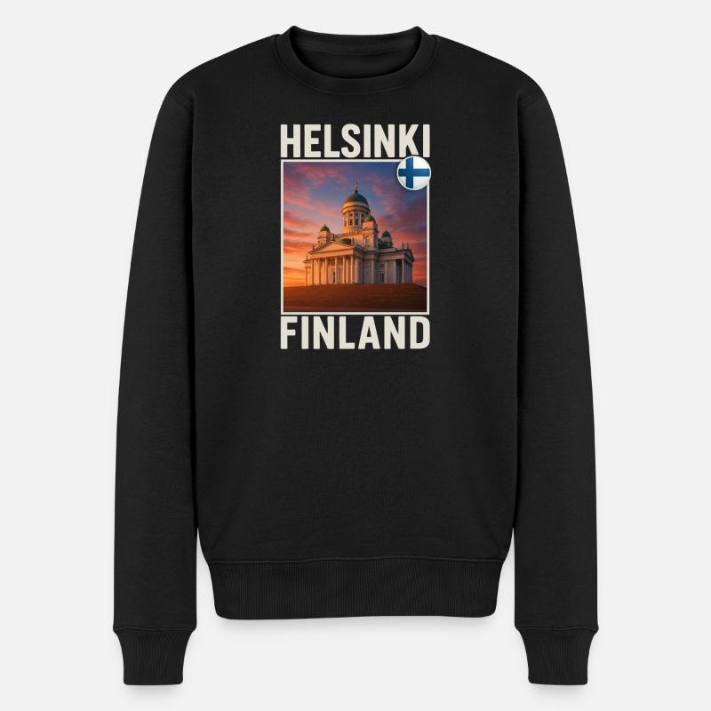 Helsinki - Männer Premium Bio Pullover - Schwarz