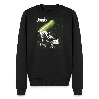 Star Wars Meister Yoda Mit Grünem Lichtschwert - Männer Premium Bio Pullover - Schwarz - Vorne - Nico (187cm)