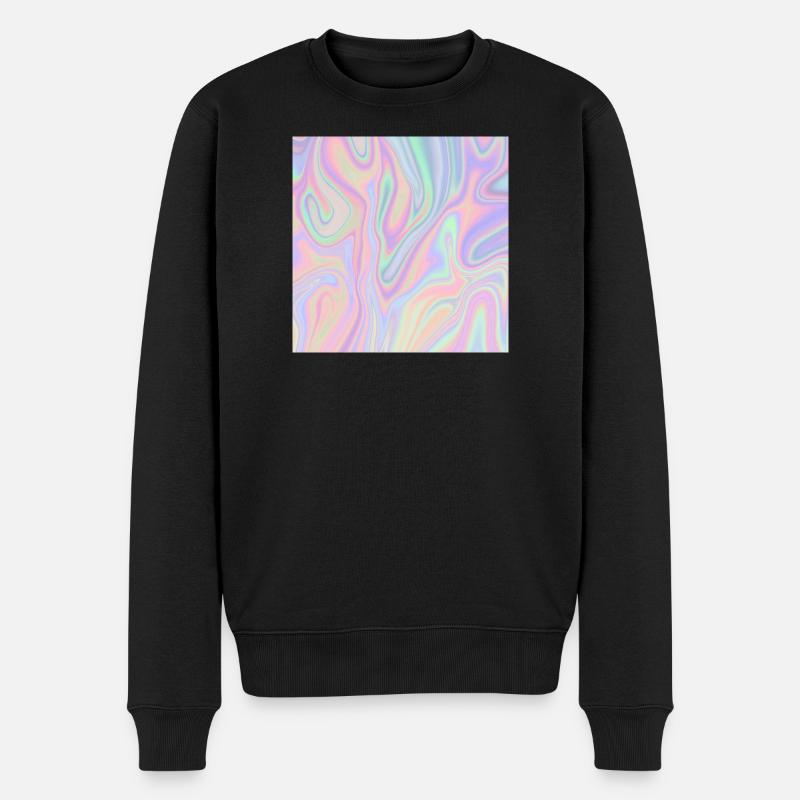 Motif pastel liquide abstrait iridescent - Pull Premium bio Homme - noir