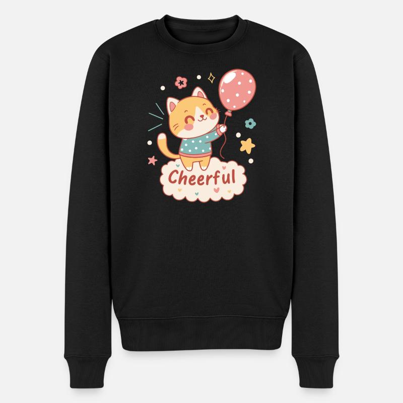 Festliche Ballonkatze - Männer Premium Bio Pullover - Schwarz