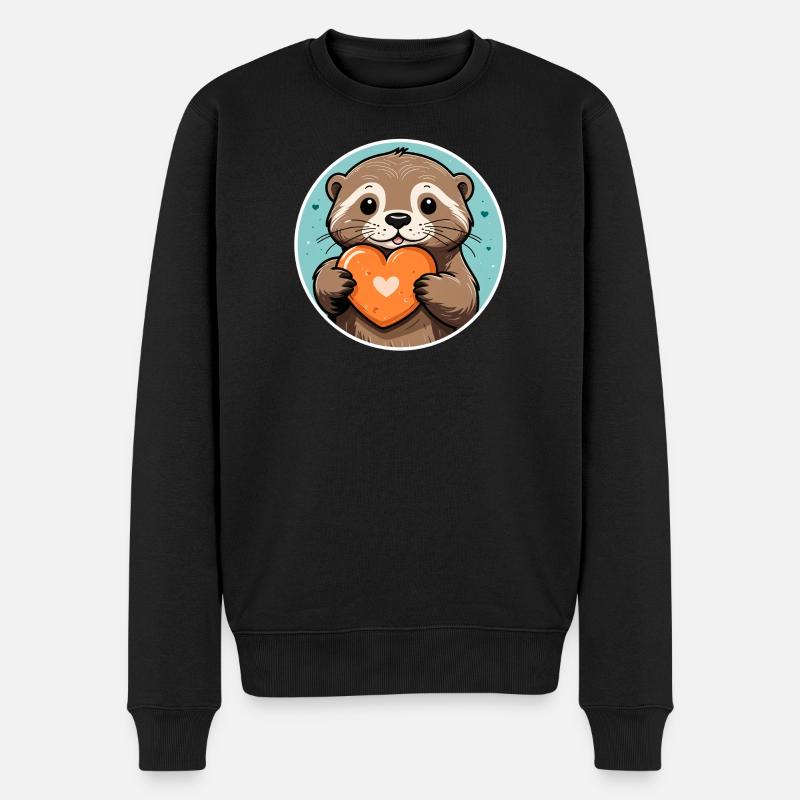 Favorite Pebble Otter - Männer Premium Bio Pullover - Schwarz