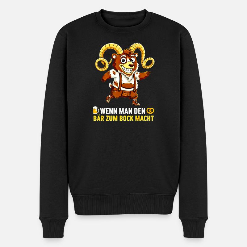 Bär zum Bock machen - Lederhose Satire - Männer Premium Bio Pullover - Schwarz