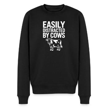 Easily Distracted by Cows - Men's Premium Organic Jumper - black - Front - Nico (187cm)