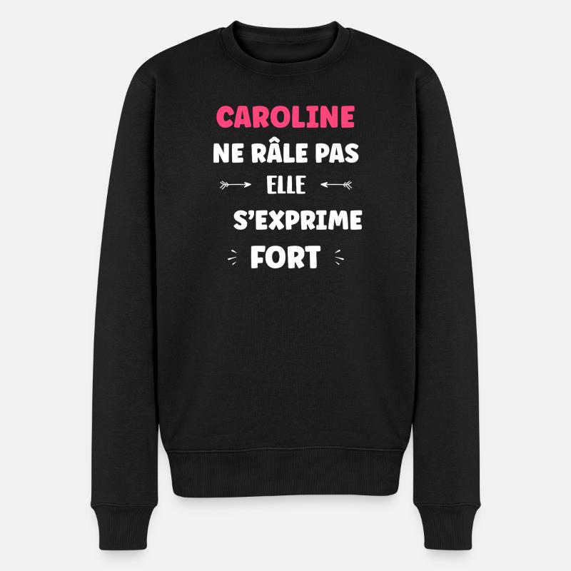 Caroline spricht laut - Männer Premium Bio Pullover - Schwarz
