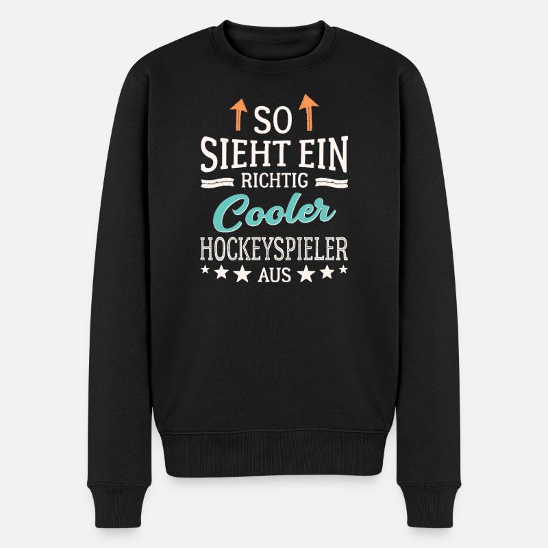 So sieht ein cooler Hockeyspieler aus Hockey - Männer Premium Bio Pullover - Schwarz