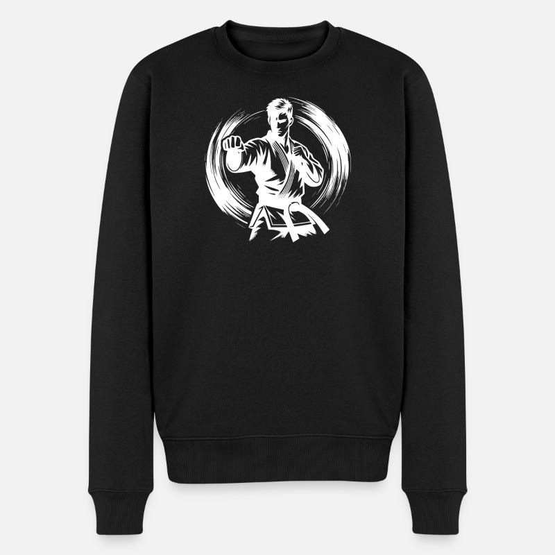 Dynamische Kampfpose Perfekte Karate Silhouette - Männer Premium Bio Pullover - Schwarz