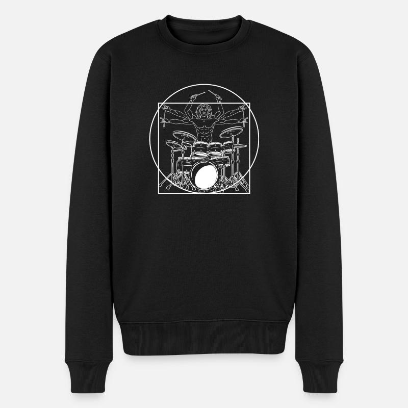 Maître du batteur Vitruvien Chef-d’œuvre Design artistique de batterie - Pull Premium bio Homme - noir
