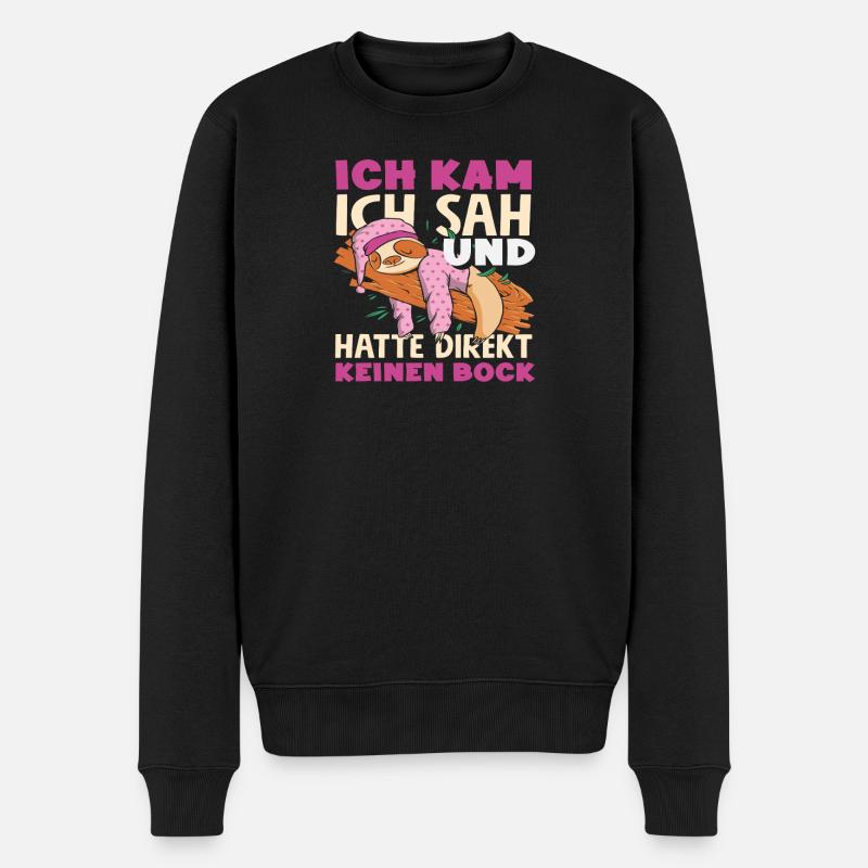 Lustiges Faultier Keine Motivation Spruch - Männer Premium Bio Pullover - Schwarz