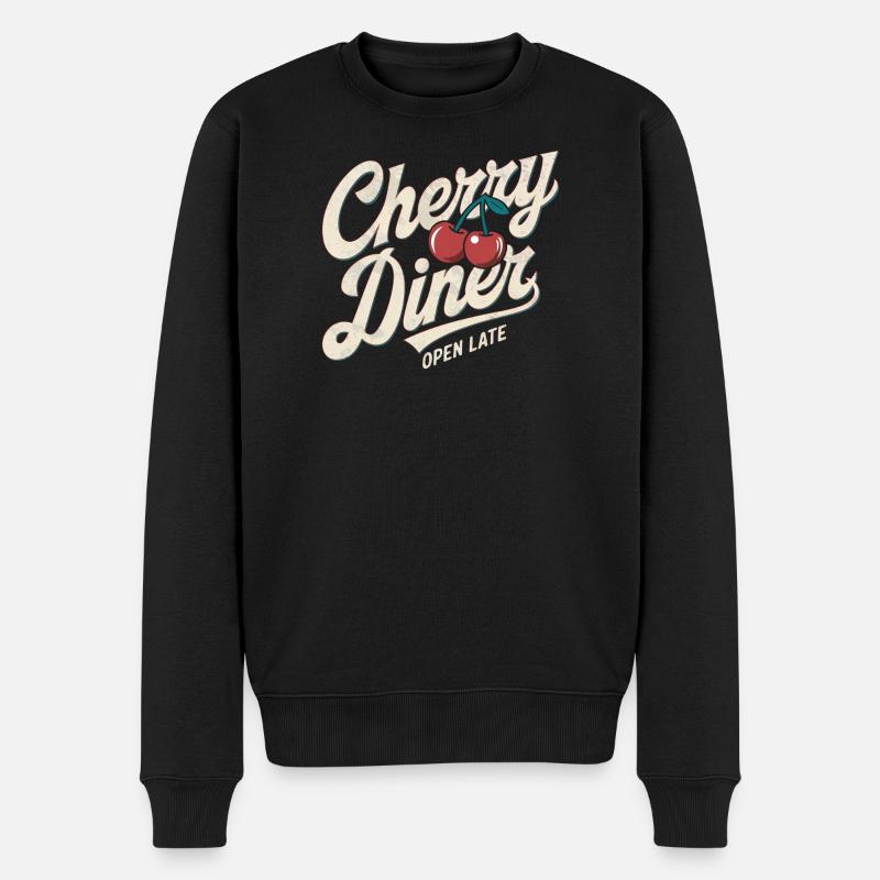 Retro Diner - Männer Premium Bio Pullover - Schwarz