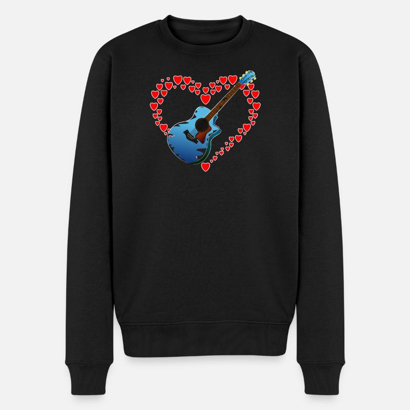 Cœur à la guitare - Pull Premium bio Homme - noir