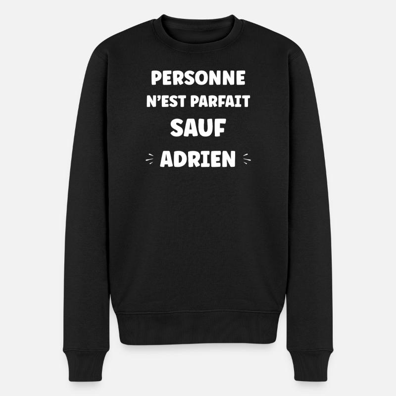 Adrien allein perfekt. - Männer Premium Bio Pullover - Schwarz