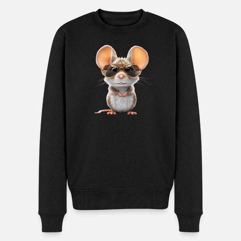 Souris avec des lunettes - Pull Premium bio Homme - noir