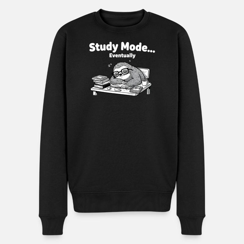 Schlafmodus Sloth am Schreibtisch - Männer Premium Bio Pullover - Schwarz