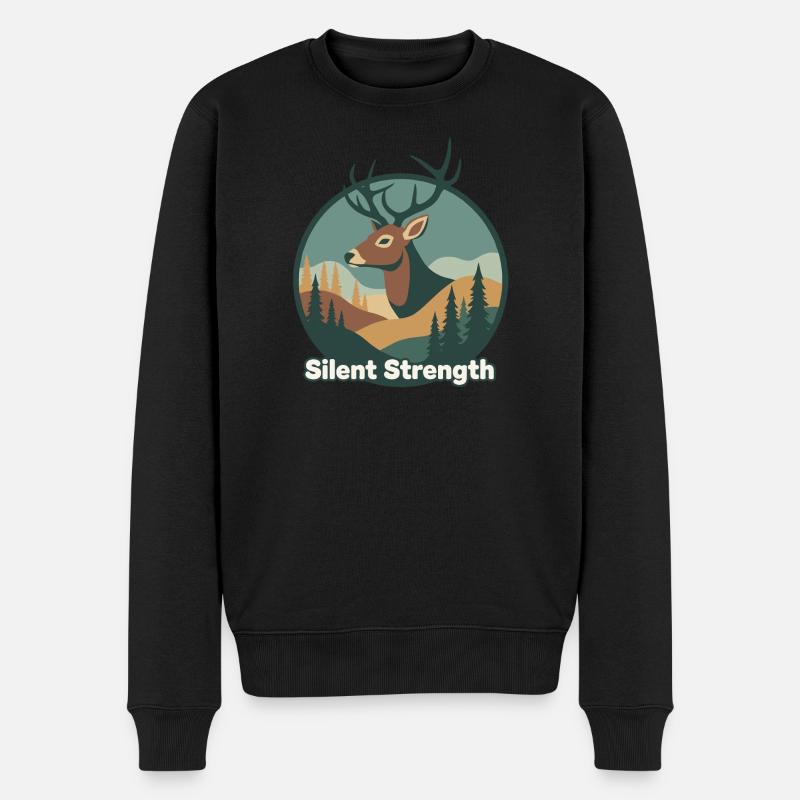 Stilles Stärke Reh im Wald - Männer Premium Bio Pullover - Schwarz