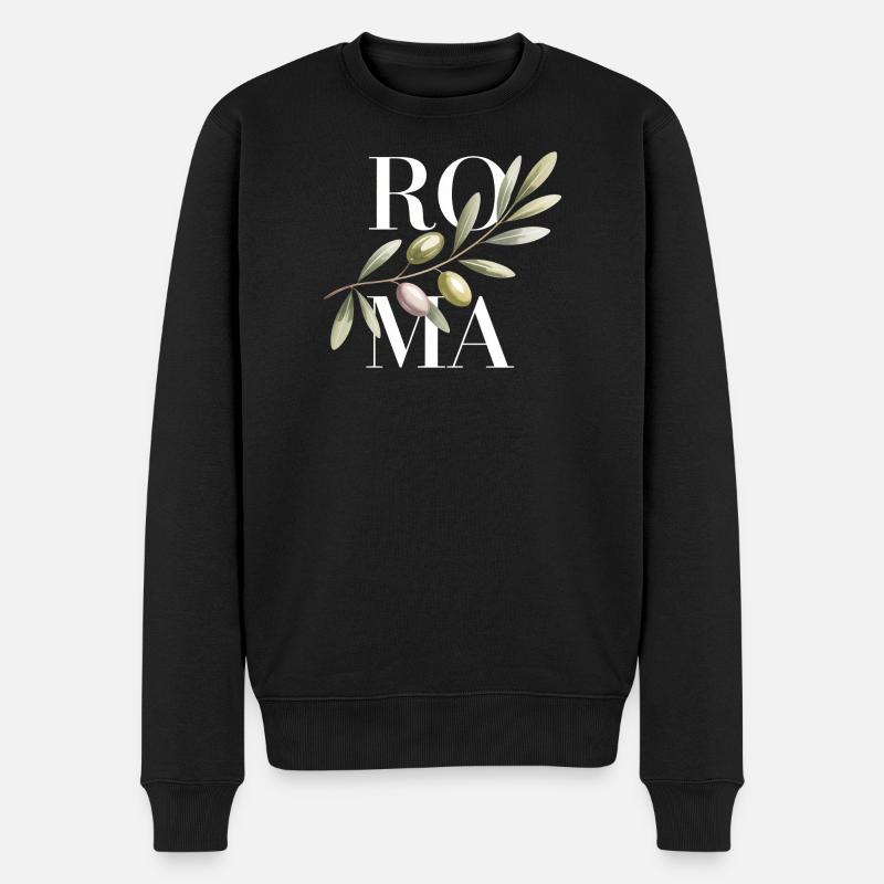 ROMA – Olive Branch - Männer Premium Bio Pullover - Schwarz