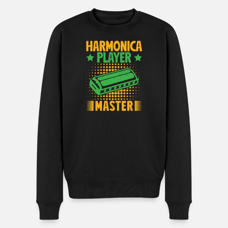 Harmoniciste Drôle Maître Harmonica - Pull Premium bio Homme - noir