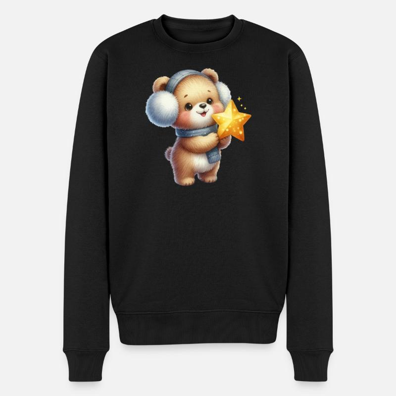 Ours douillet avec Star Wish - Pull Premium bio Homme - noir