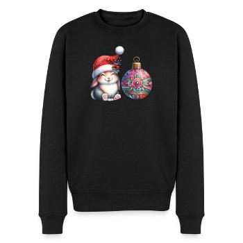 Festliches Kaninchen mit kunstvollem Schmuck - Männer Premium Bio Pullover - Schwarz - Vorne - Nico (187cm)