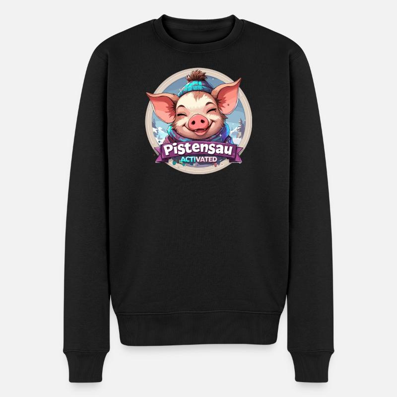 Pistensau Activated Winterszene Apreski Party - Männer Premium Bio Pullover - Schwarz