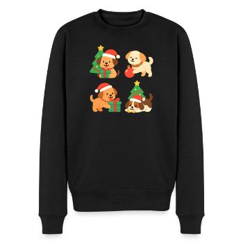 Weihnachtshunde mit Geschenken - Männer Premium Bio Pullover - Schwarz - Vorne - Nico (187cm)
