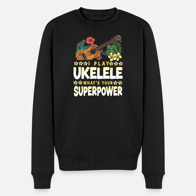 Ukulélé hawaïen que je joue - Pull Premium bio Homme - noir