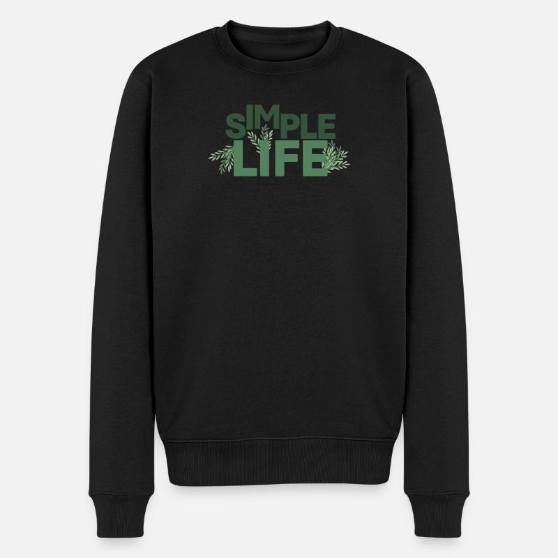 Simple Life - Grün - Männer Premium Bio Pullover - Schwarz