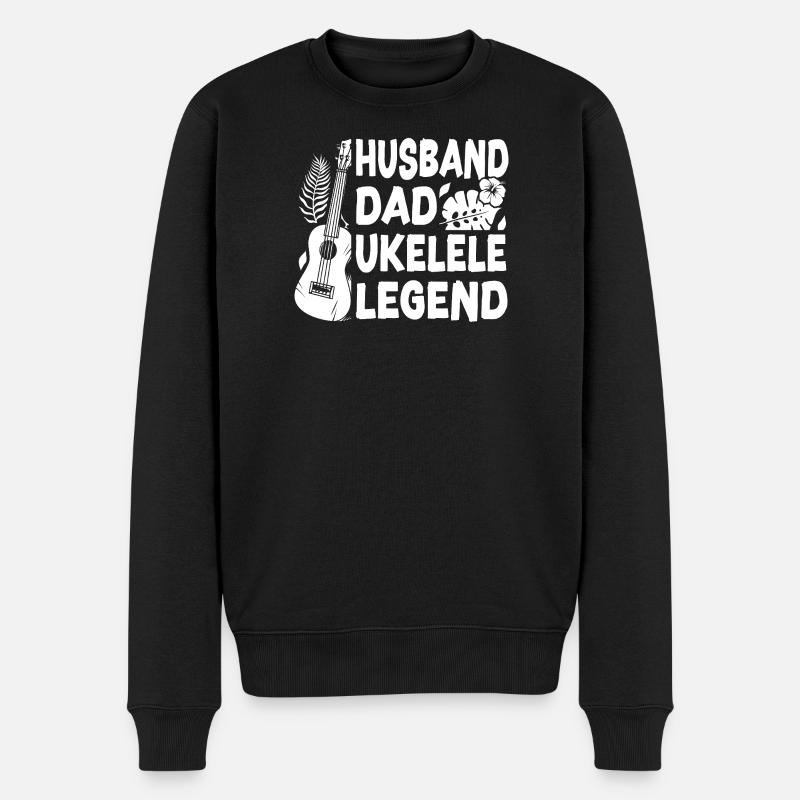 Hawaiian Ukulele Uke Dad Husband - Männer Premium Bio Pullover - Schwarz