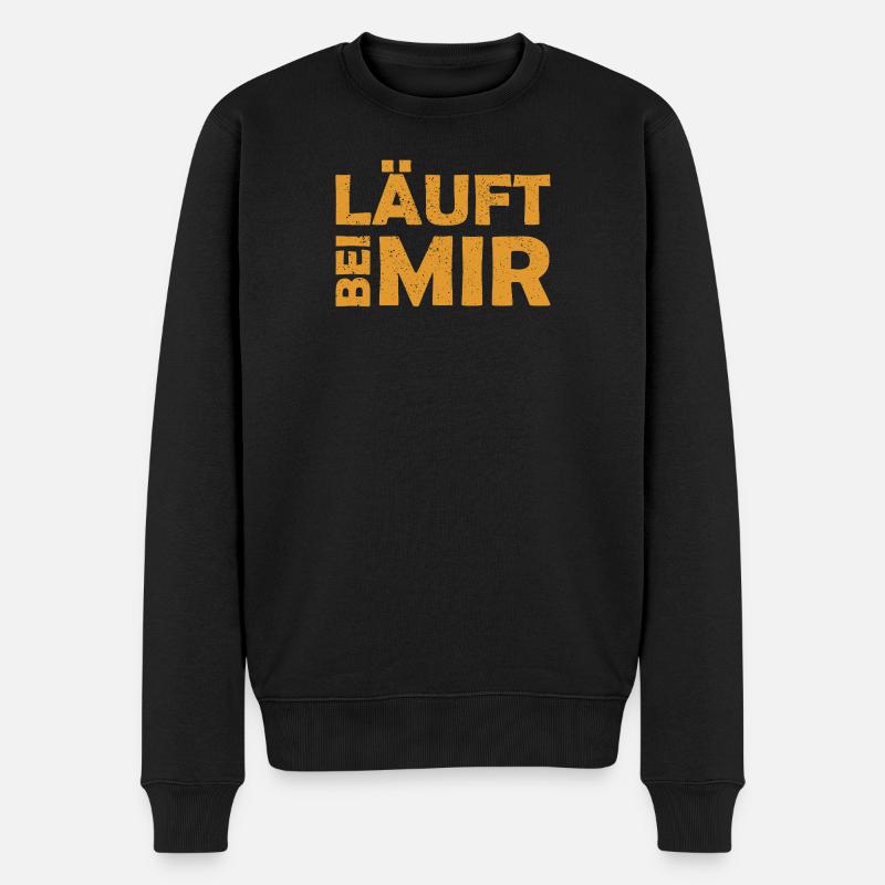 Runs with me - Cool saying - Running - Men's Premium Organic Jumper - black