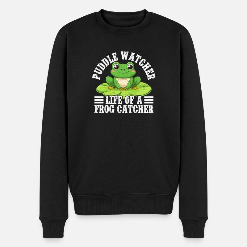 Grenouille Attrape-Grenouille Observatrice de Flaques - Pull Premium bio Homme - noir