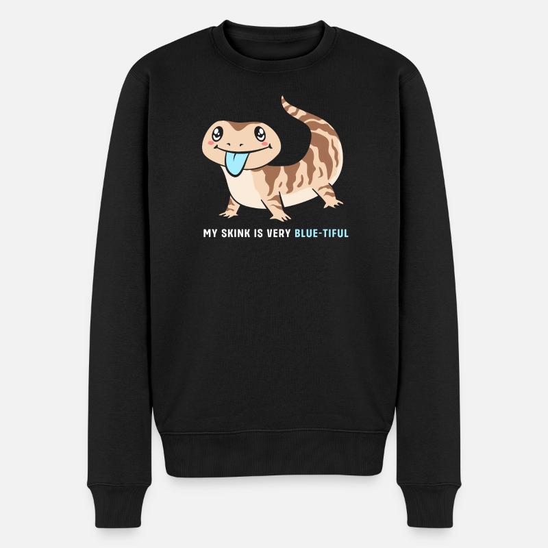 Blau Zunge Eidechse - Männer Premium Bio Pullover - Schwarz