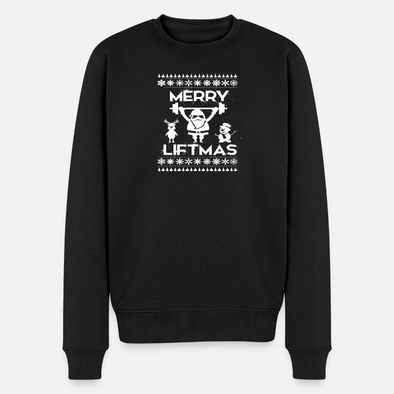 Weihnachtskraft Santa hebt Gewichte - Männer Premium Bio Pullover - Schwarz