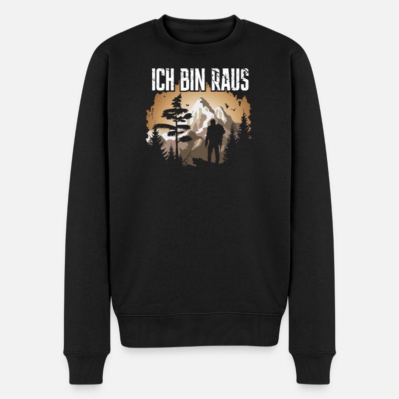 Bergwanderer Silhouette im Gebirge - Männer Premium Bio Pullover - Schwarz