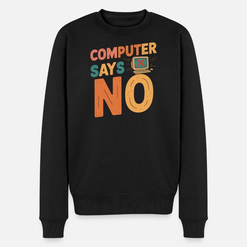 Retro Computer sagt Nein - Männer Premium Bio Pullover - Schwarz
