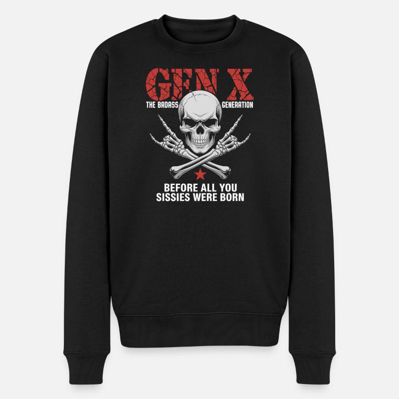 Gen X: Die Badass-Generation Crossbones - Männer Premium Bio Pullover - Schwarz
