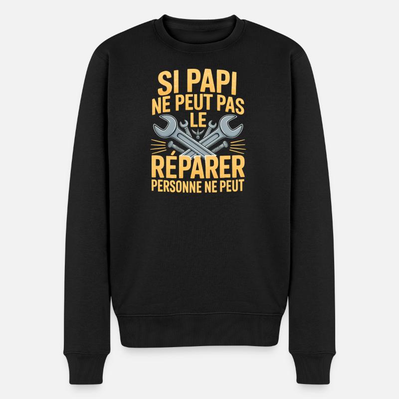 Opa repariert jedes lustige Geschenk - Männer Premium Bio Pullover - Schwarz