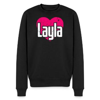 I Love Layla Pinkes Herz Ich liebe Layla - Männer Premium Bio Pullover - Schwarz - Vorne - Nico (187cm)