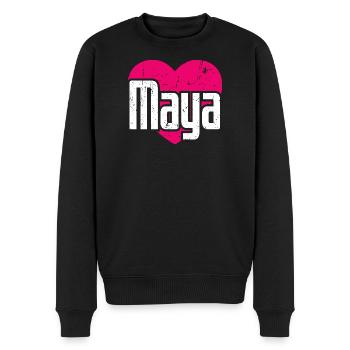 I Love Maya Pinkes Herz Ich liebe Maya - Männer Premium Bio Pullover - Schwarz - Vorne - Nico (187cm)