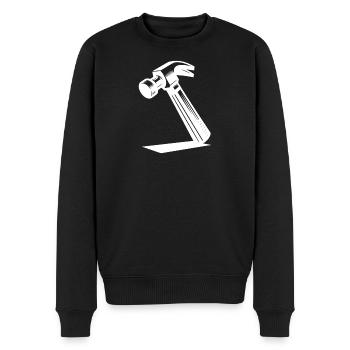 Hammer Motiv für Zimmermann und Baukünstler - Männer Premium Bio Pullover - Schwarz - Vorne - Nico (187cm)