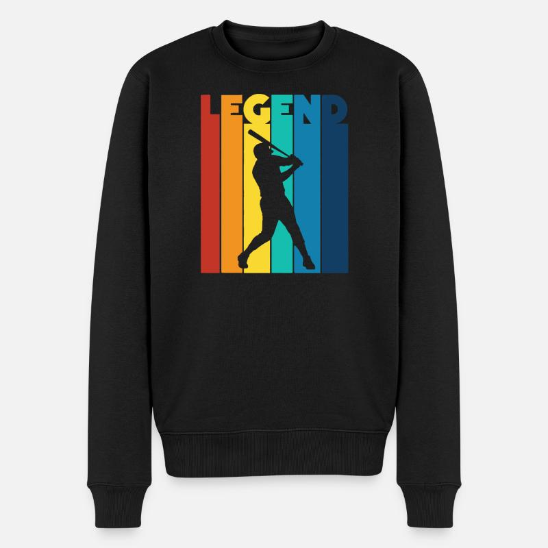 Baseball-Legende Retro-Schlagspieler-Fan - Männer Premium Bio Pullover - Schwarz