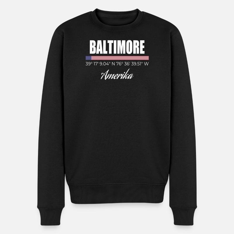 Baltimore - Männer Premium Bio Pullover - Schwarz