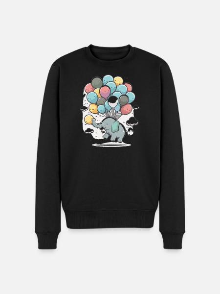 Ballon-Elefant im Wolkenmeer - Männer Premium Bio Pullover - Schwarz