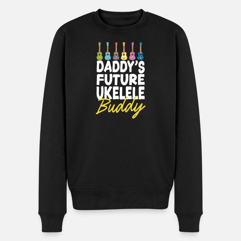 Hawaiian Ukulele Uke Daddy's - Männer Premium Bio Pullover - Schwarz