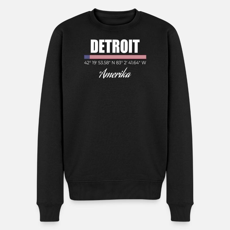 Detroit - Männer Premium Bio Pullover - Schwarz