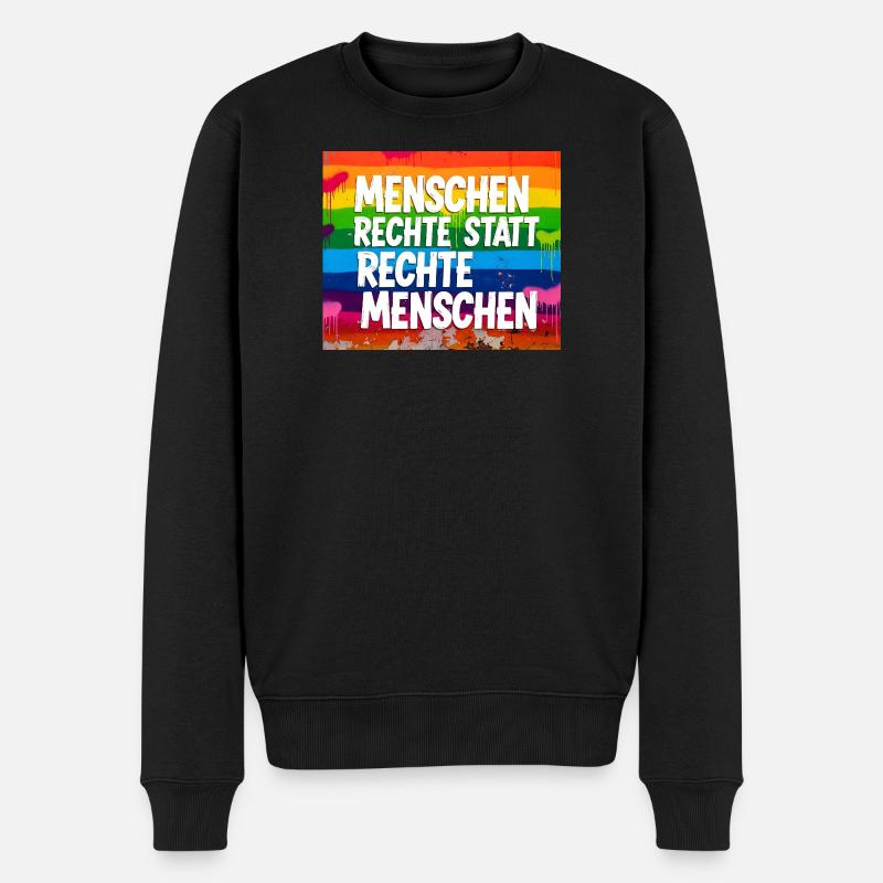 Menschenrechte statt rechte Menschen Statement - Männer Premium Bio Pullover - Schwarz